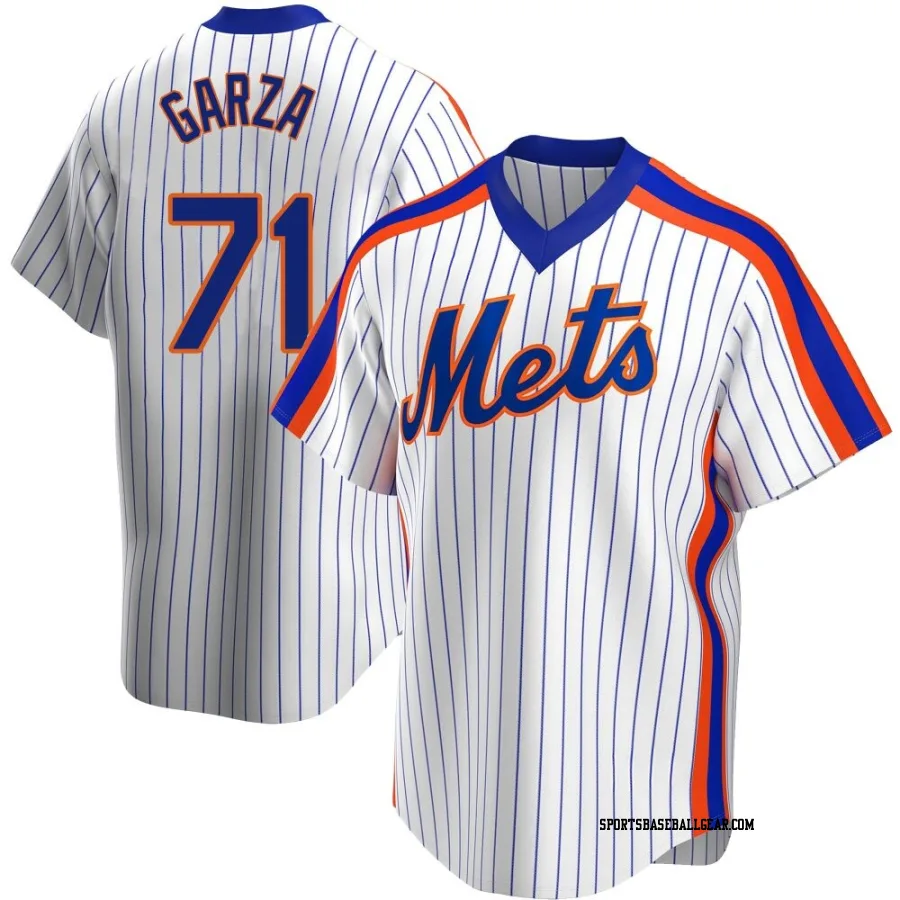 Justin Garza Youth New York Mets White Replica Home Cooperstown Collection Jersey