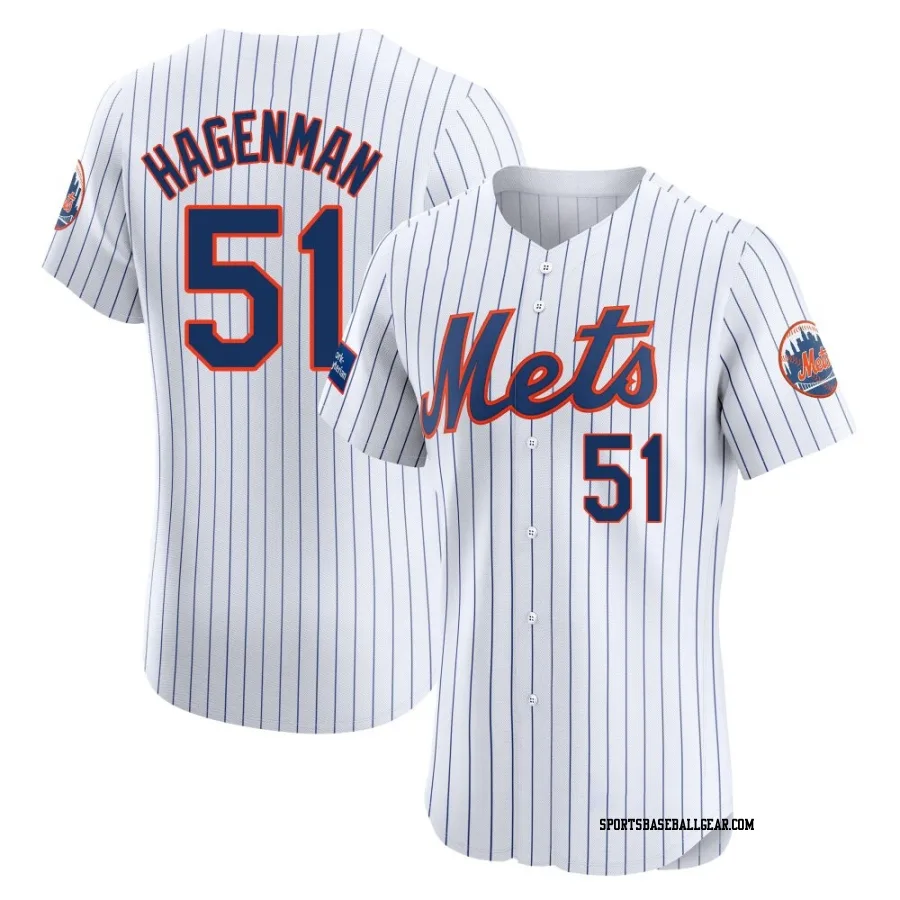 Justin Hagenman Men's New York Mets White Elite Home Patch Jersey