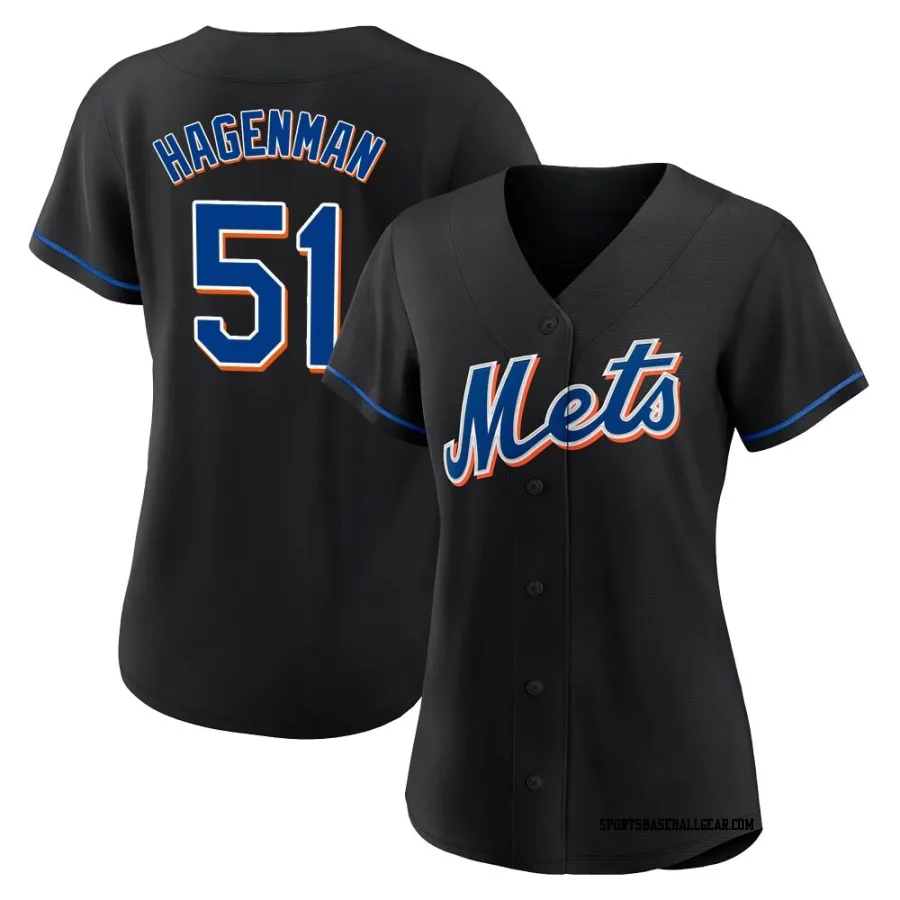 Justin Hagenman Women's New York Mets Black Replica 2022 Alternate Jersey