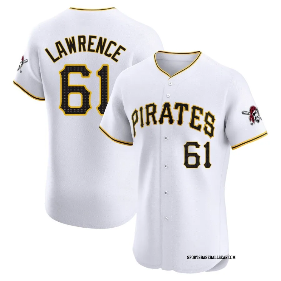 Justin Lawrence Men's Pittsburgh Pirates White Elite Home Jersey