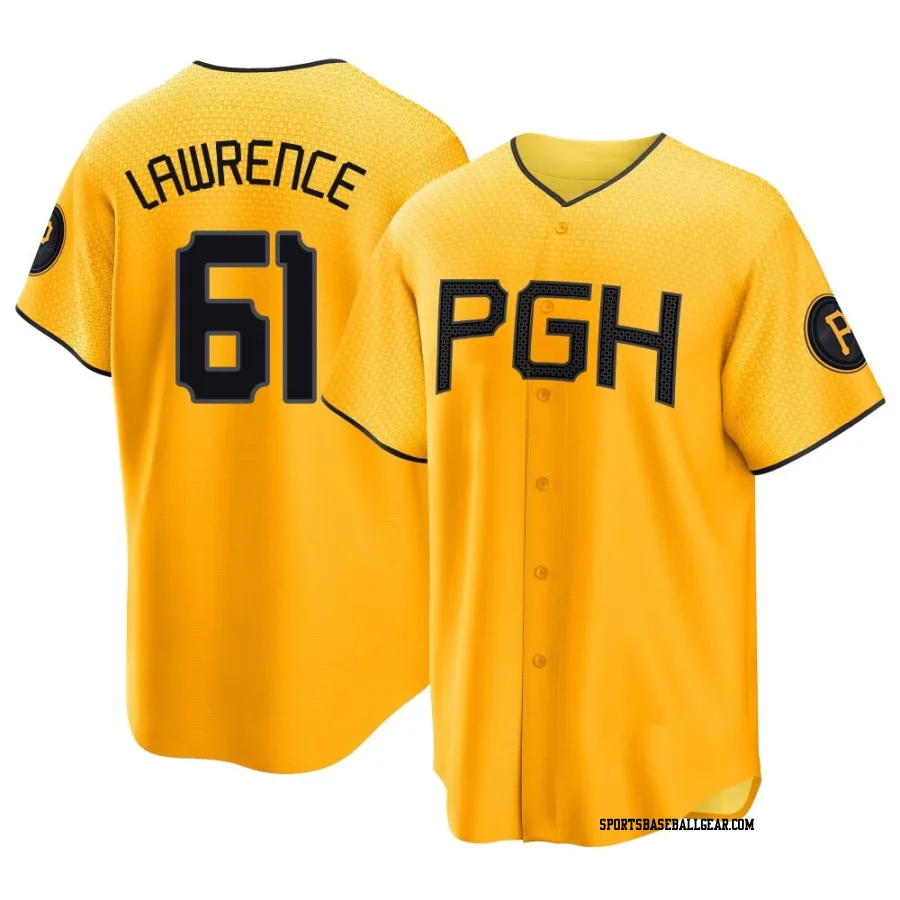 Justin Lawrence Youth Pittsburgh Pirates Gold Replica 2023 City Connect Jersey