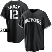 Justin Smoak Men's Milwaukee Brewers Black/White Replica Jersey