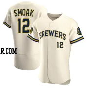 Justin Smoak Men's Milwaukee Brewers Cream Authentic Home Jersey