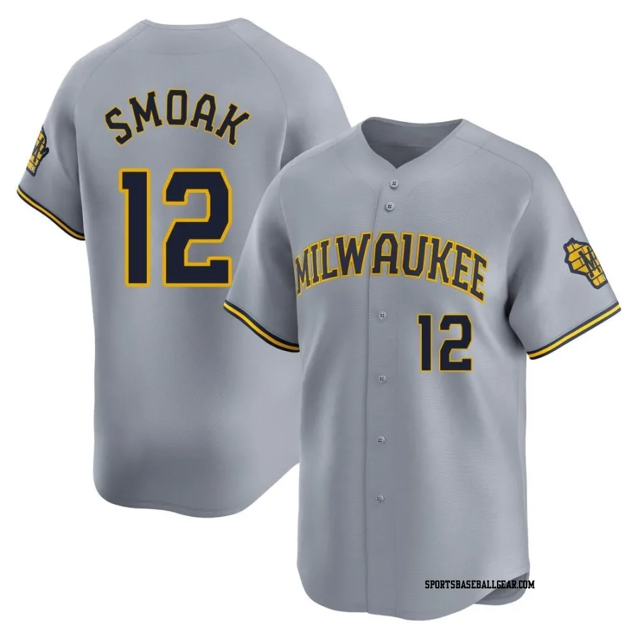 Justin Smoak Men's Milwaukee Brewers Gray Limited Away Jersey
