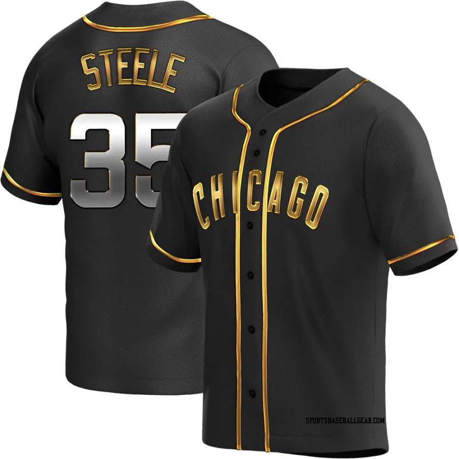 Justin Steele Youth Chicago Cubs Black Golden Replica Alternate Jersey
