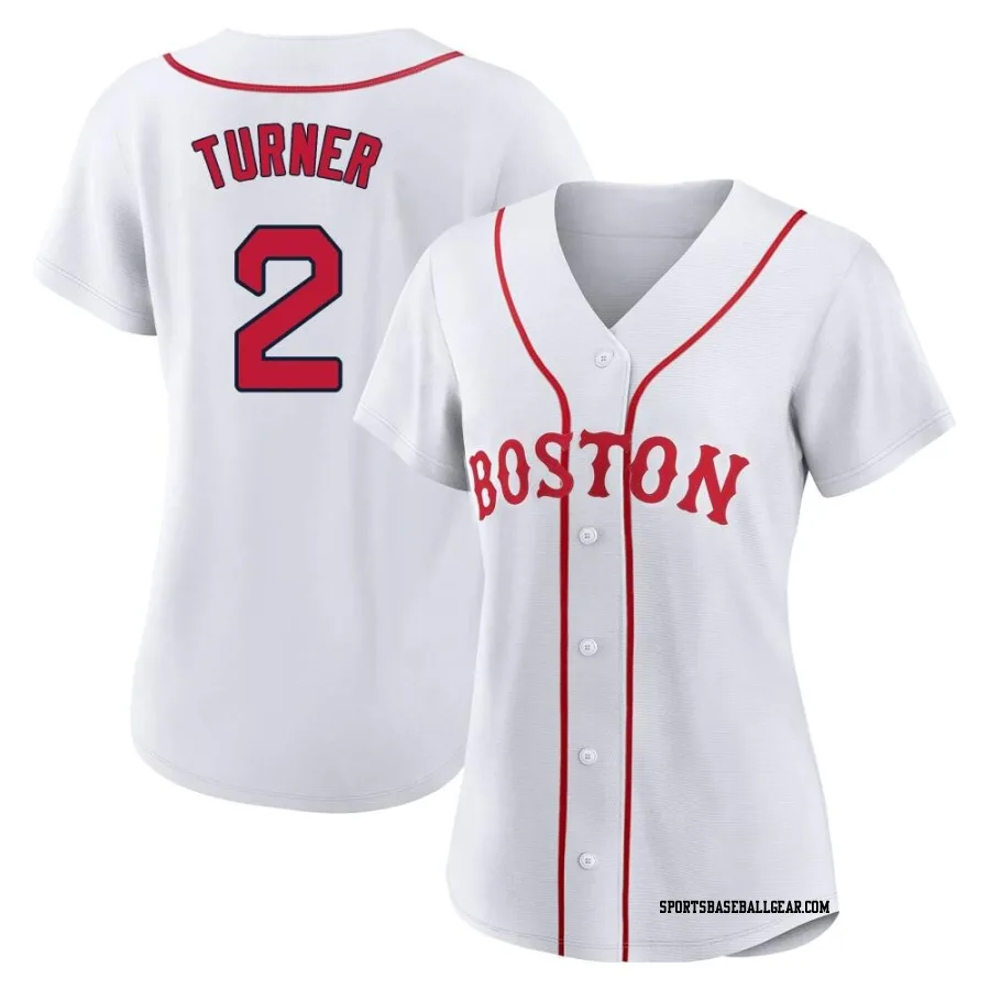 Justin Turner Women's Boston Red Sox White Authentic 2021 Patriots' Day Jersey