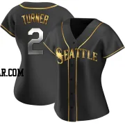 Justin Turner Women's Seattle Mariners Black Golden Replica Alternate Jersey