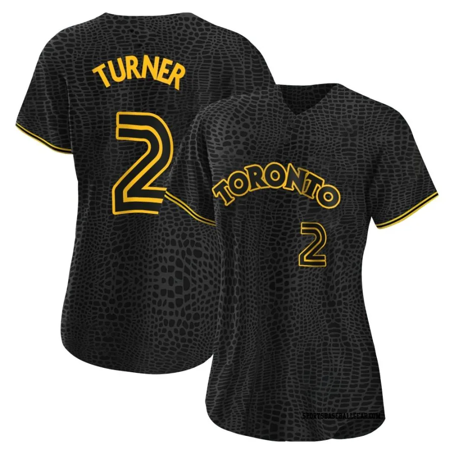 Justin Turner Women's Toronto Blue Jays Black Authentic Snake Skin City Jersey