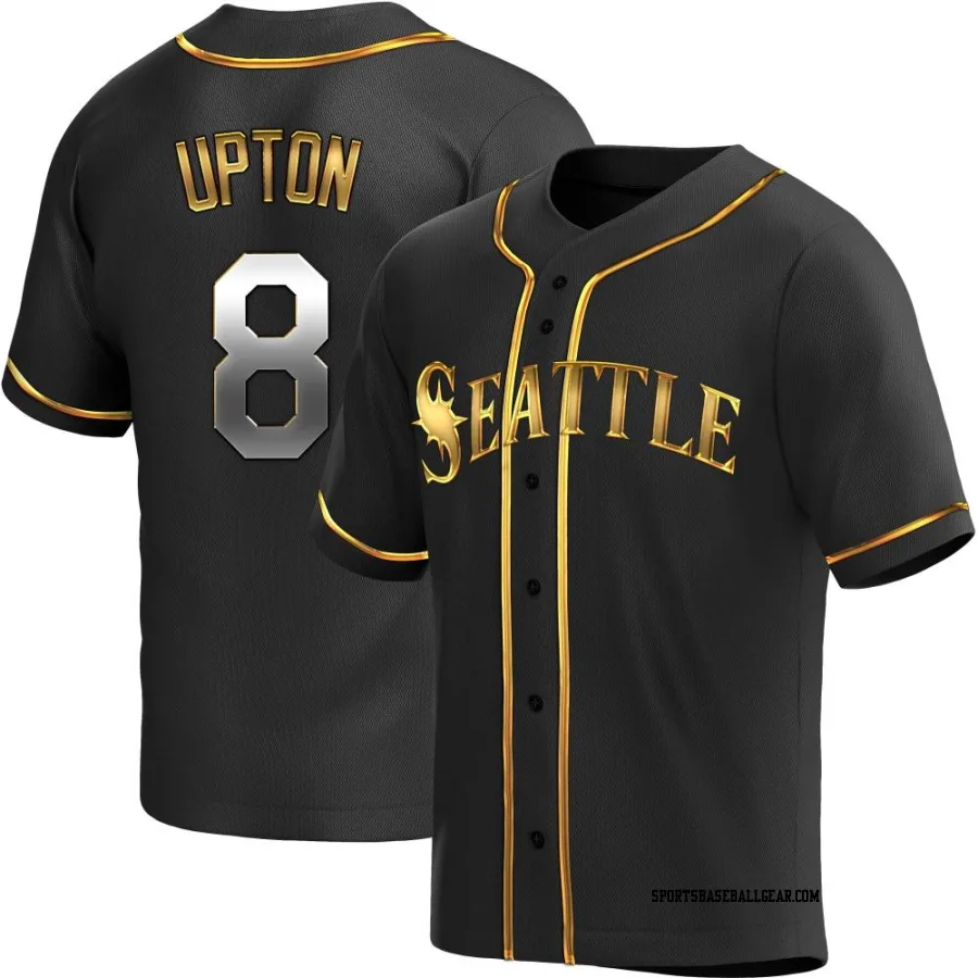 Justin Upton Men's Seattle Mariners Black Golden Replica Alternate Jersey