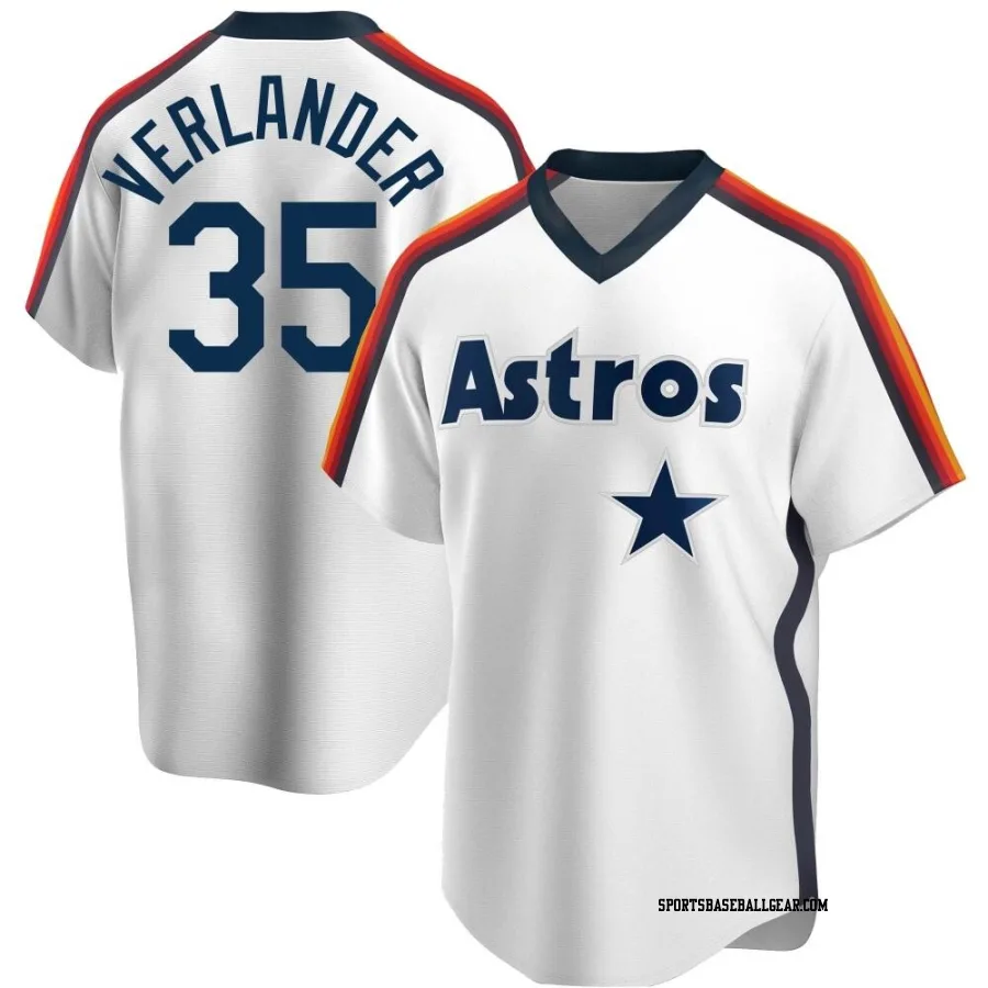 Justin Verlander Men's Houston Astros White Replica Home Cooperstown Collection Team Jersey