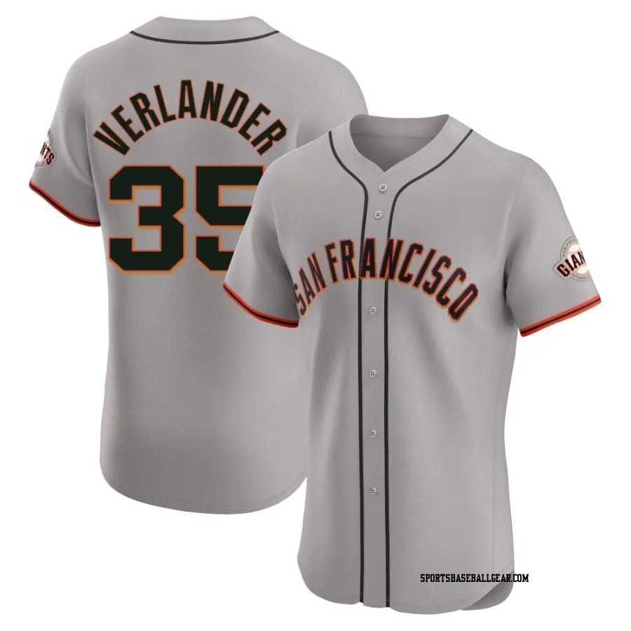 Justin Verlander Men's San Francisco Giants Gray Elite Road Jersey