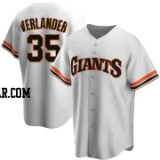 Justin Verlander Men's San Francisco Giants White Replica Home Cooperstown Collection Jersey