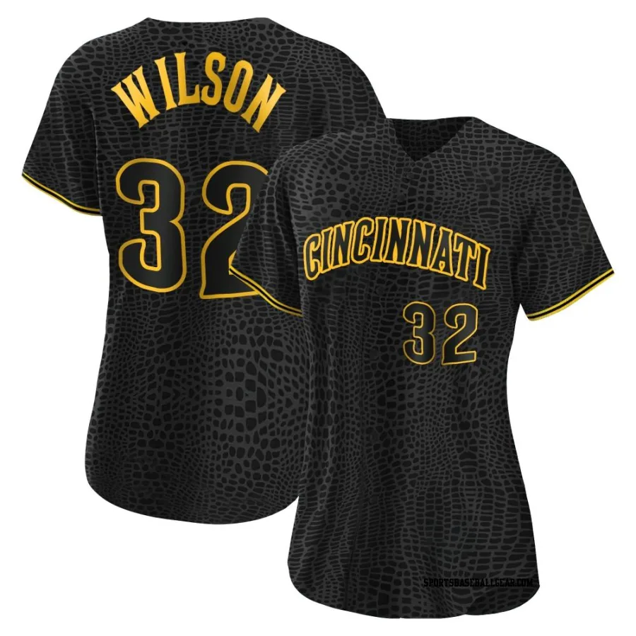 Justin Wilson Women's Cincinnati Reds Black Authentic Snake Skin City Jersey