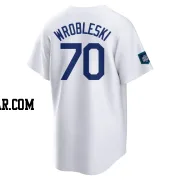 Justin Wrobleski Men's Los Angeles Dodgers White Replica 2024 World Tour Seoul Series Home Jersey