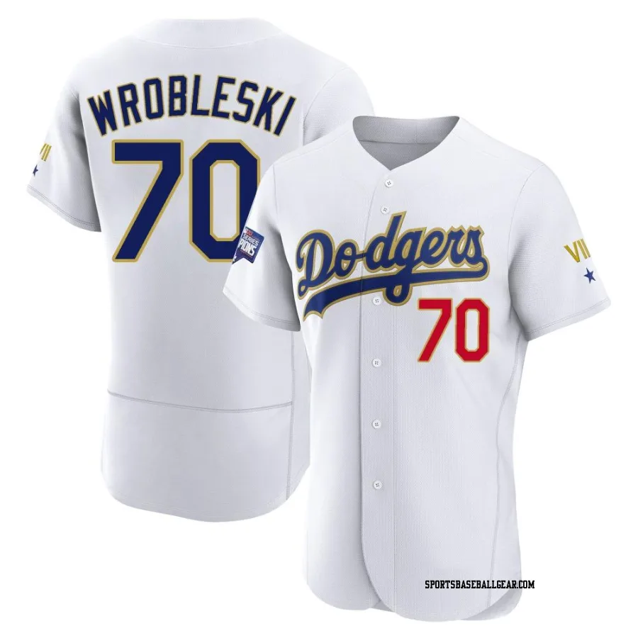 Justin Wrobleski Men's Los Angeles Dodgers White/Gold Authentic 2021 Gold Program Player Jersey