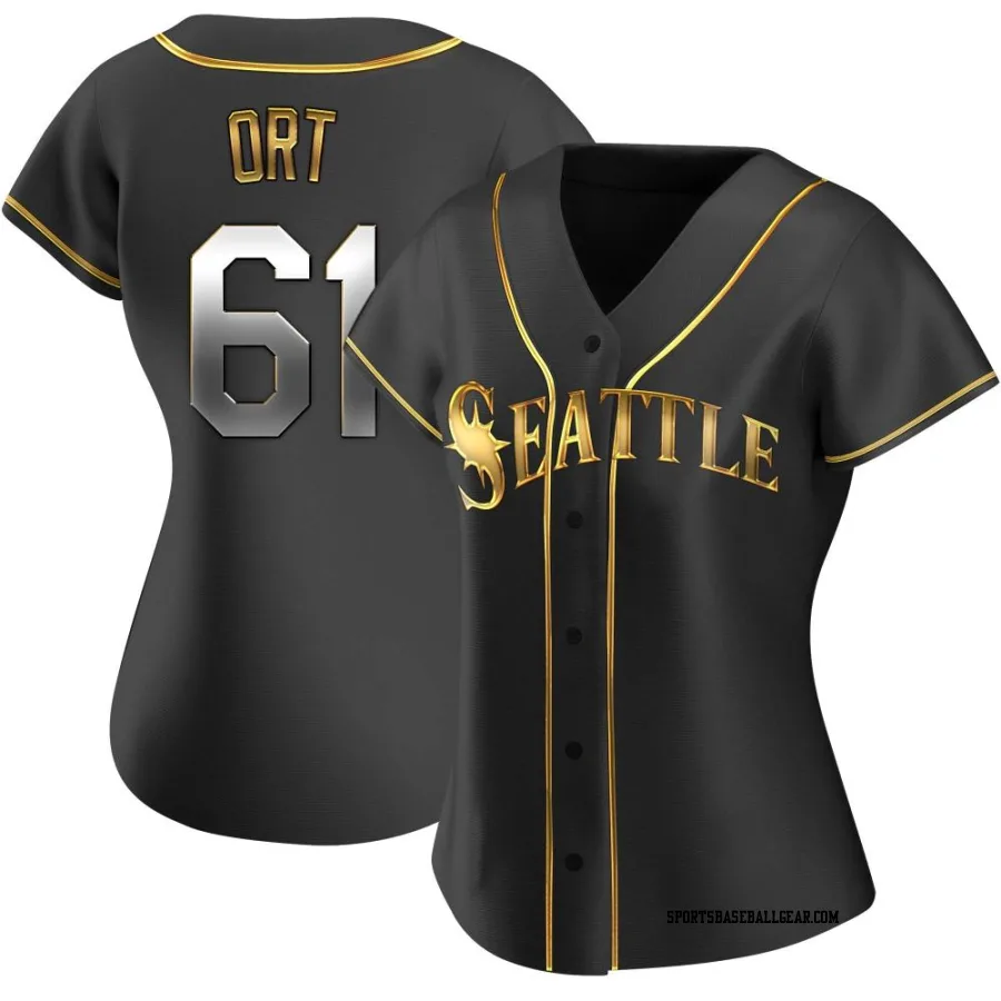 Kaleb Ort Women's Seattle Mariners Black Golden Replica Alternate Jersey
