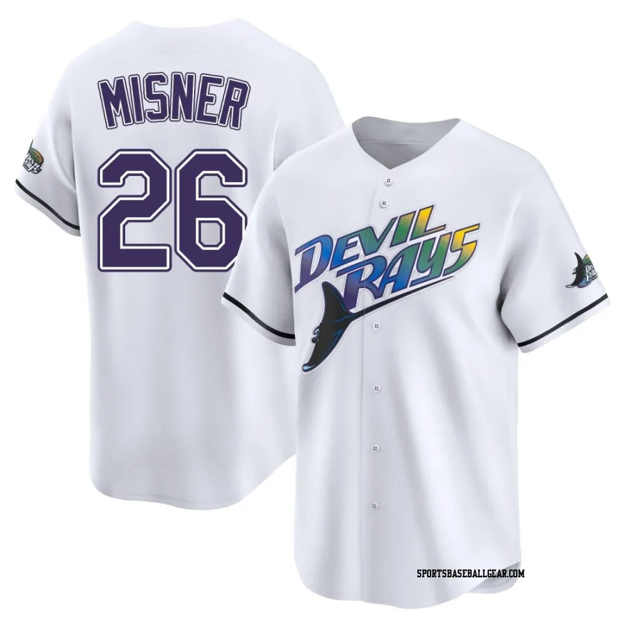 Kameron Misner Youth Tampa Bay Rays White Limited Throwback Cooperstown Jersey