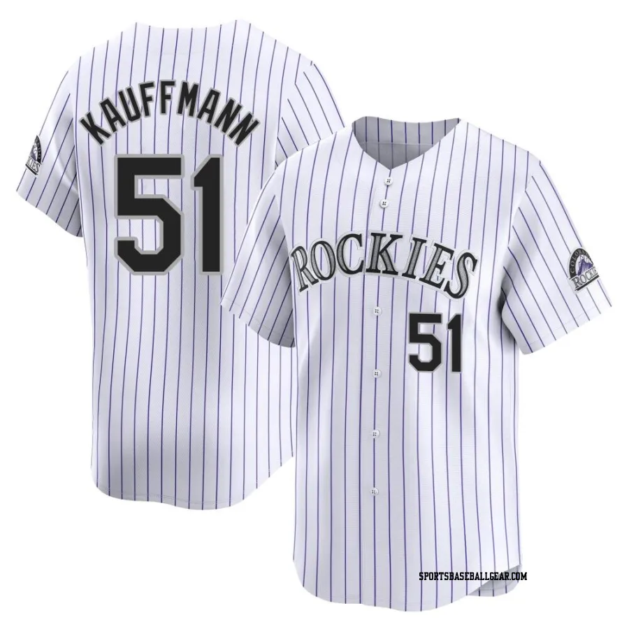 Karl Kauffmann Men's Colorado Rockies White Limited Home Jersey