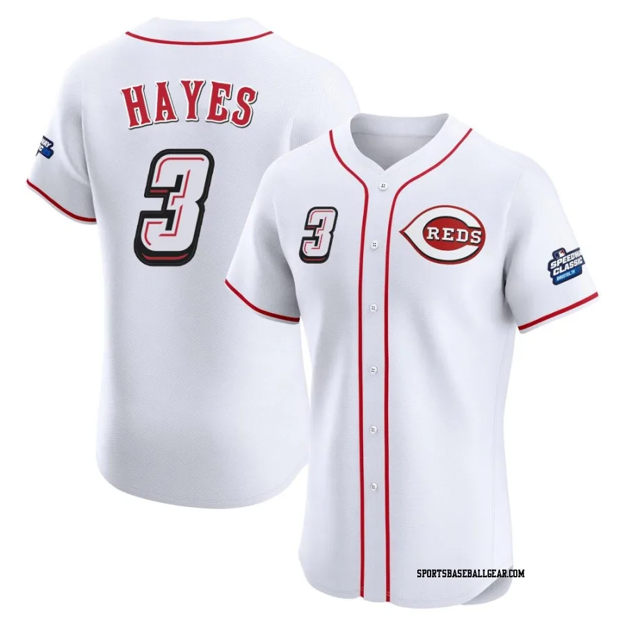 Ke'Bryan Hayes Men's Cincinnati Reds White Elite 2025 Speedway Classic Alternate Jersey
