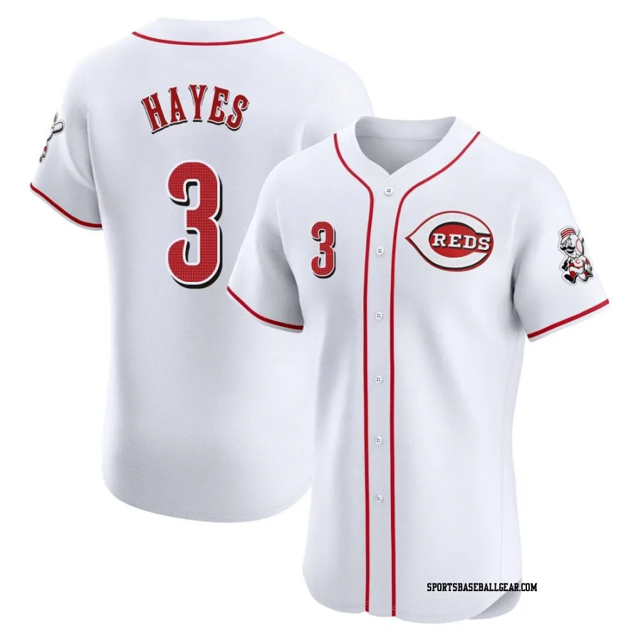 Ke'Bryan Hayes Men's Cincinnati Reds White Elite Home Patch Jersey