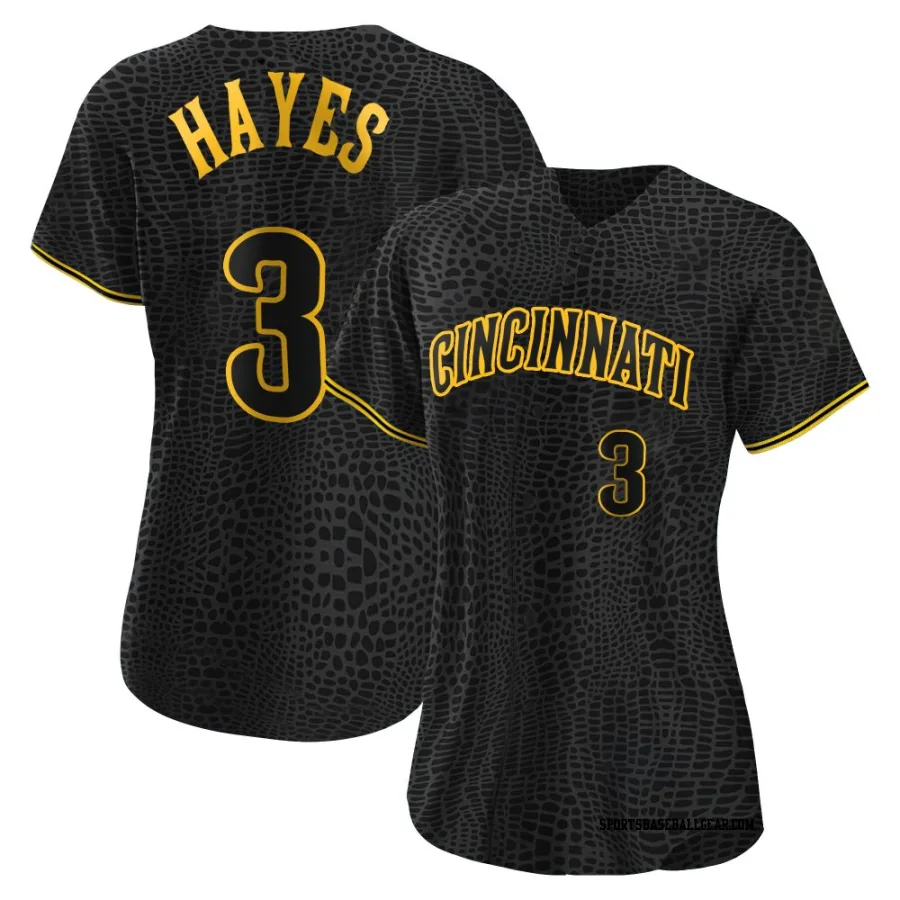 Ke'Bryan Hayes Women's Cincinnati Reds Black Authentic Snake Skin City Jersey