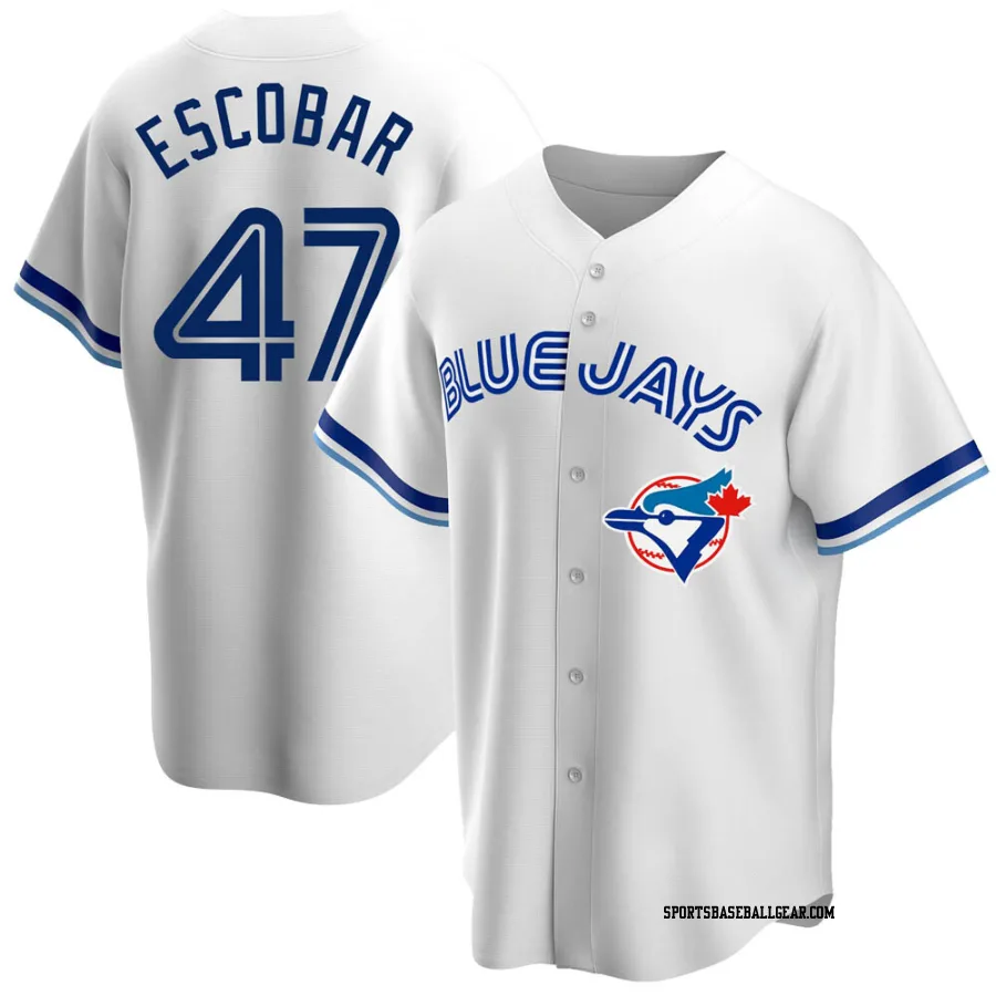 Kelvim Escobar Men's Toronto Blue Jays White Replica Home Cooperstown Collection Jersey