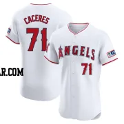 Kelvin Caceres Men's Los Angeles Angels White Elite Home Patch Jersey