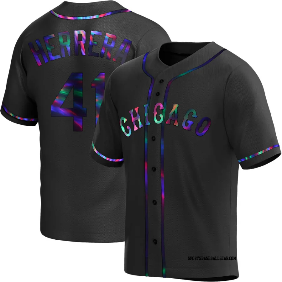 Kelvin Herrera Men's Chicago White Sox Black Holographic Replica Alternate Jersey