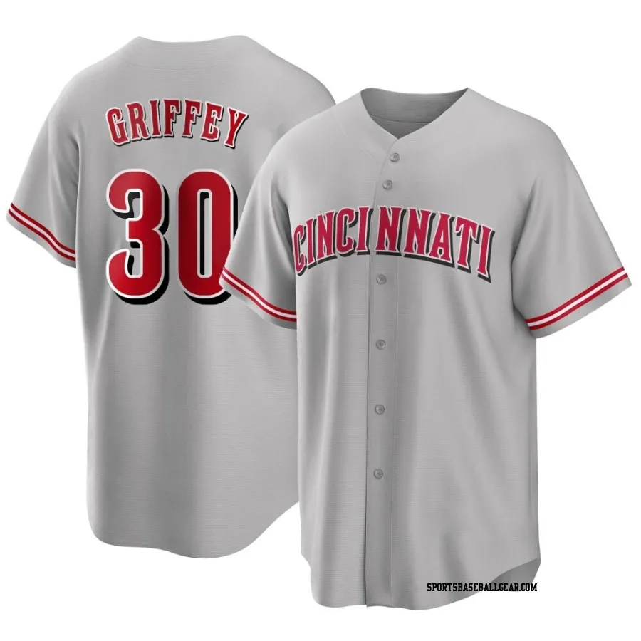 Ken Griffey Men's Cincinnati Reds Gray Replica Road Jersey