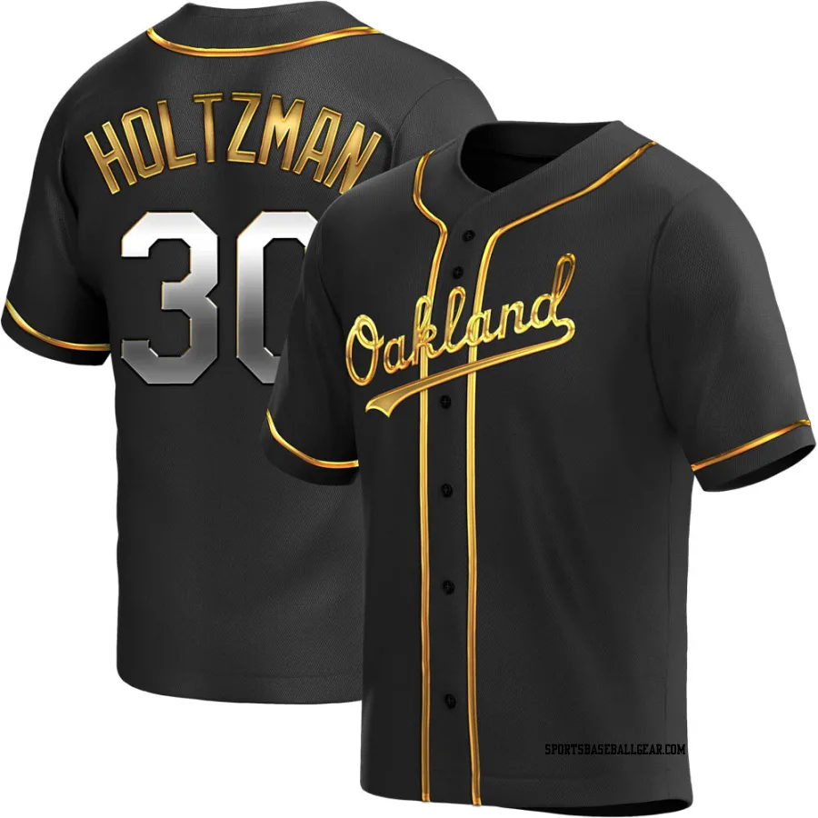 Ken Holtzman Youth Oakland Athletics Black Golden Replica Alternate Jersey