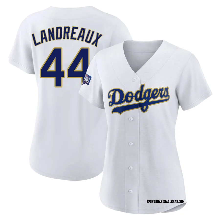 Ken Landreaux Women's Los Angeles Dodgers White/Gold Replica 2021 Gold Program Player Jersey