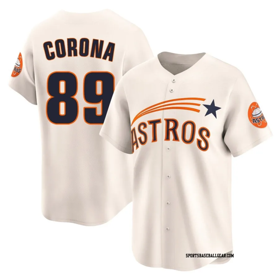 Kenedy Corona Men's Houston Astros Cream Limited Throwback Cooperstown Collection Jersey