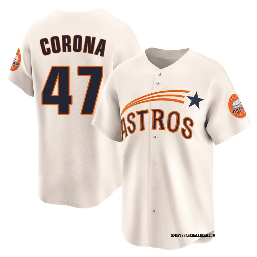 Kenedy Corona Men's Houston Astros Cream Limited Throwback Cooperstown Collection Jersey