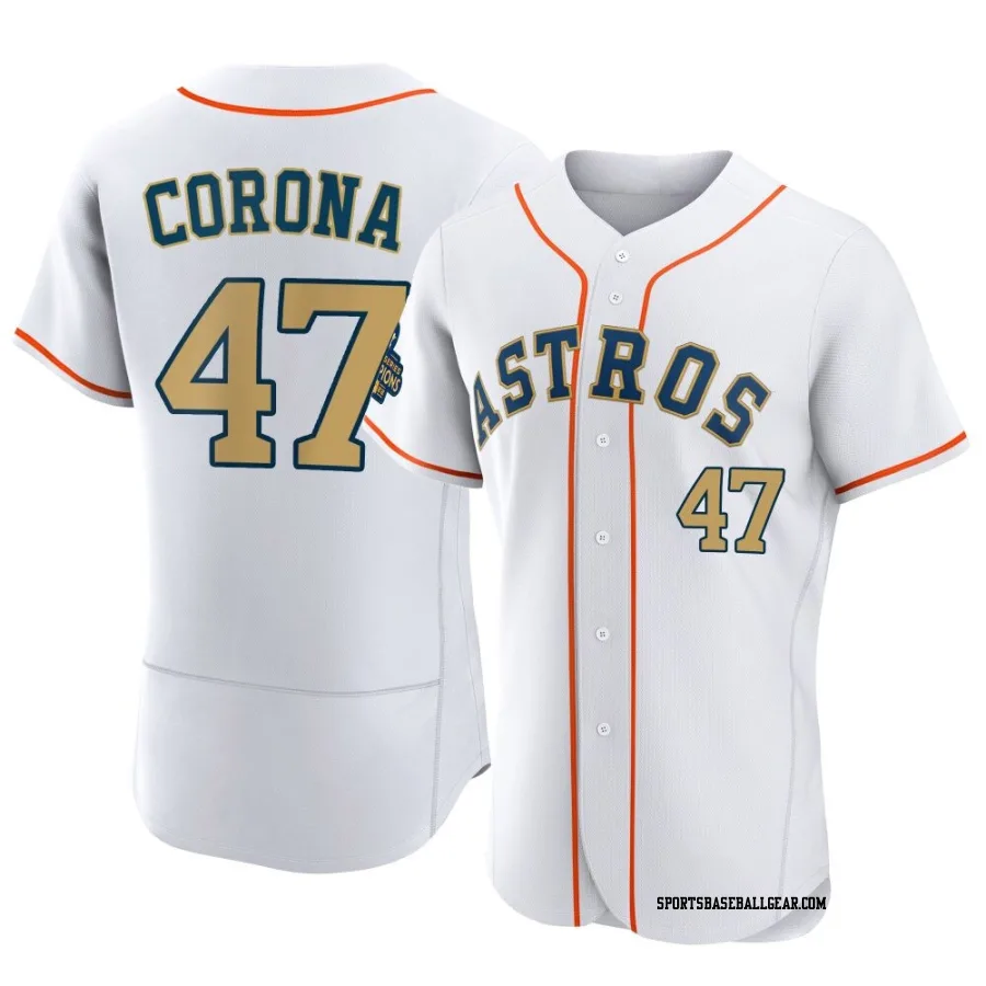 Kenedy Corona Men's Houston Astros Gold Authentic White 2023 Collection Jersey