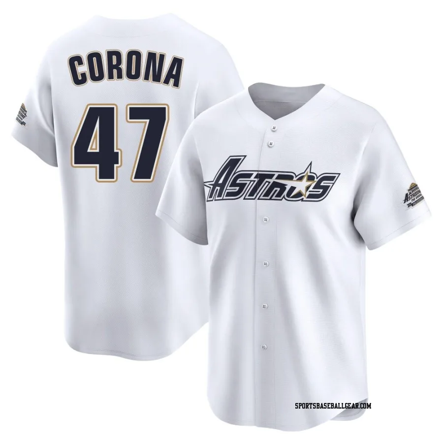 Kenedy Corona Men's Houston Astros White Limited Throwback Cooperstown Collection Jersey