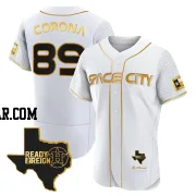 Kenedy Corona Men's Houston Astros White/Gold Authentic 2023 Space City Ready 2 Reign Flex Base Jersey