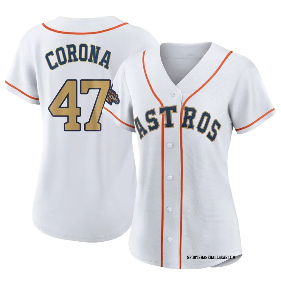 Kenedy Corona Women's Houston Astros Gold Replica White 2023 Collection Jersey