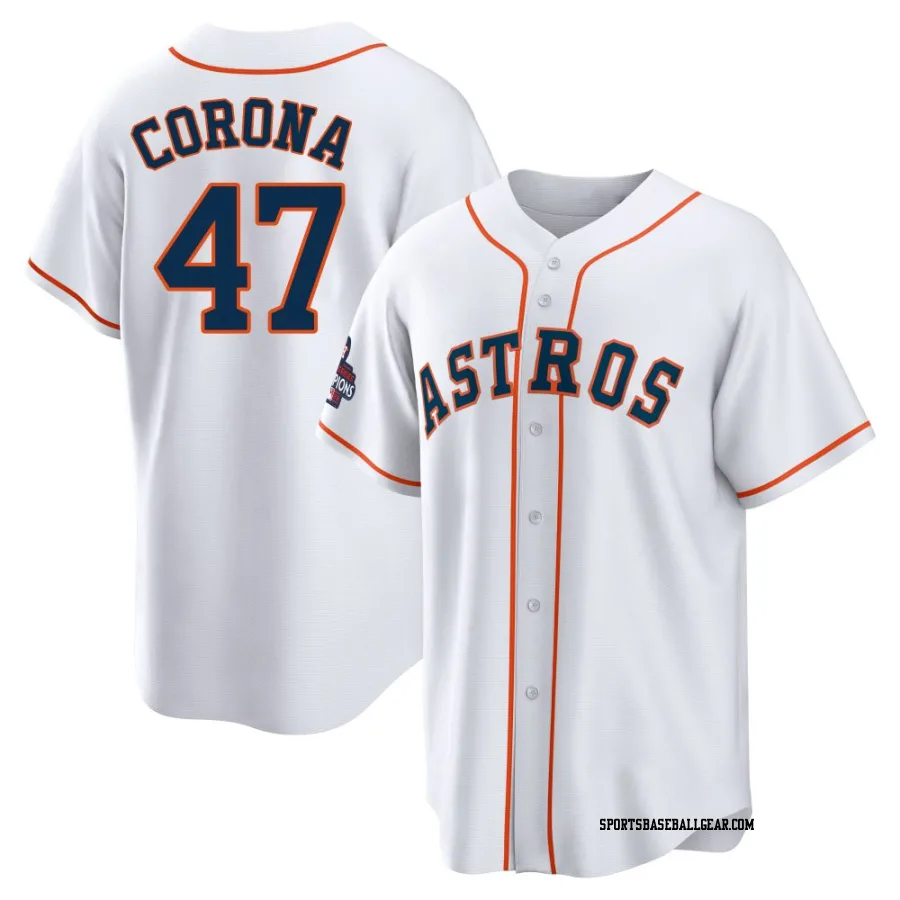 Kenedy Corona Youth Houston Astros White Replica 2022 World Series Champions Home Jersey