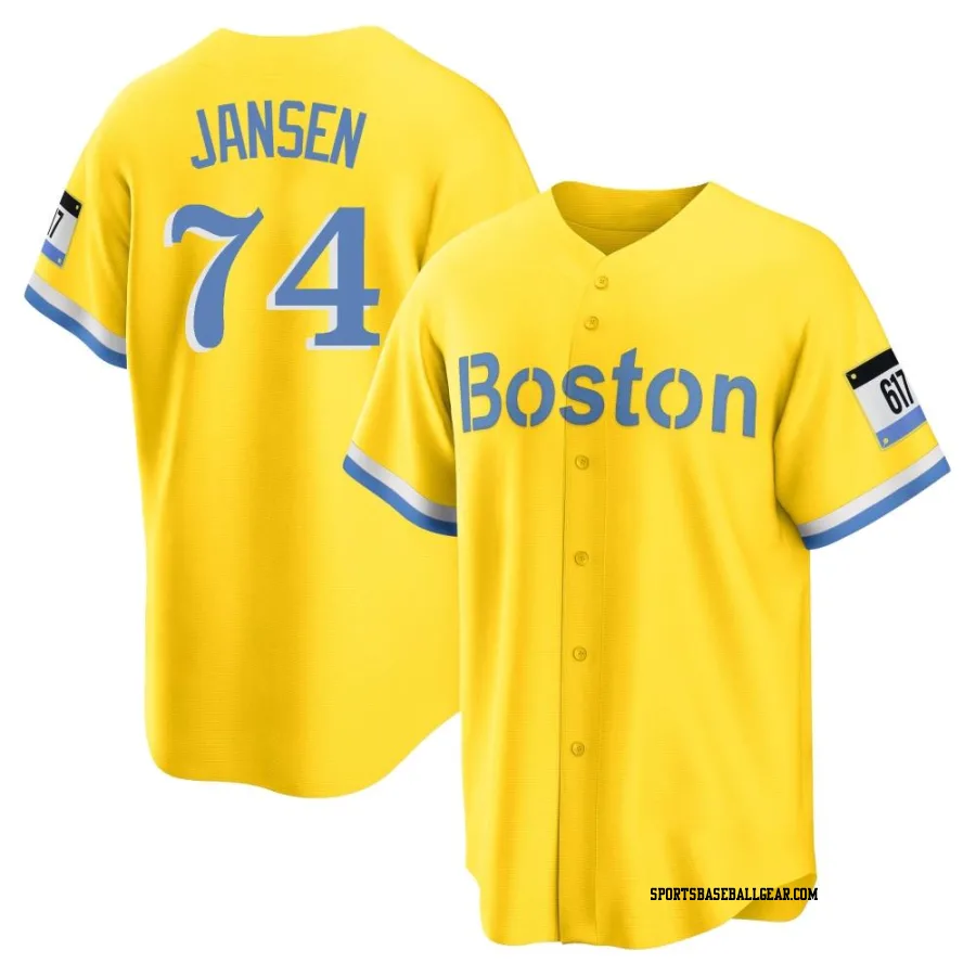 Kenley Jansen Men's Boston Red Sox Gold/Light Replica Blue 2021 City Connect Player Jersey