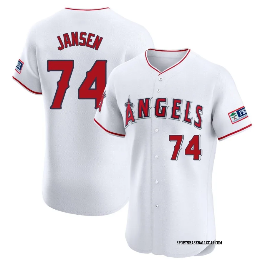 Kenley Jansen Men's Los Angeles Angels White Elite Home Patch Jersey