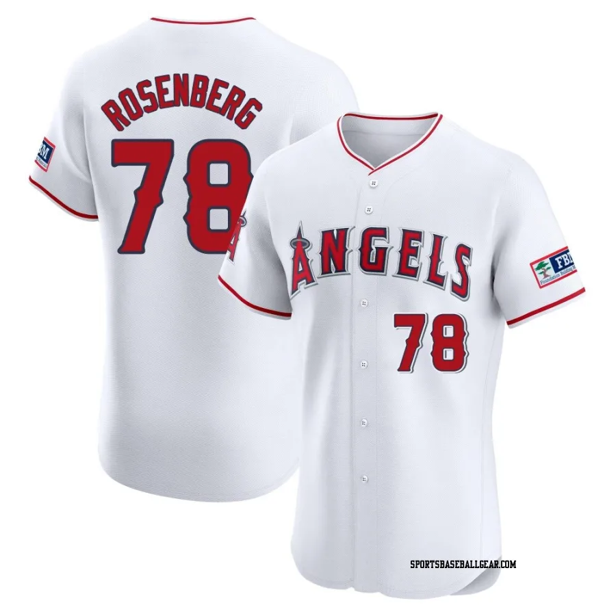 Kenny Rosenberg Men's Los Angeles Angels White Elite Home Patch Jersey