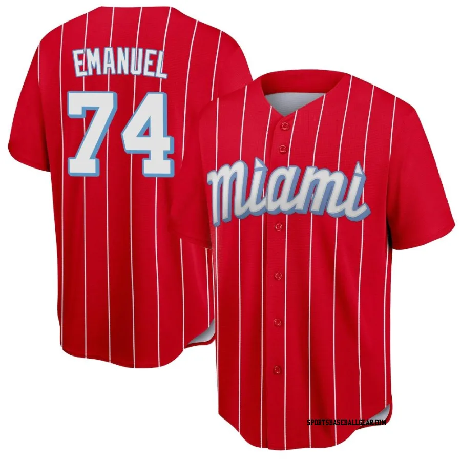 Kent Emanuel Men's Miami Marlins Red Replica 2021 City Connect Jersey