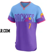 Keston Hiura Men's Colorado Rockies Purple/Light Elite Blue 2025 City Connect Jersey