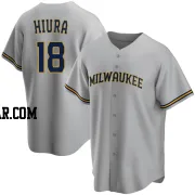 Keston Hiura Men's Milwaukee Brewers Gray Replica Road Jersey