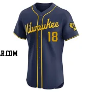 Keston Hiura Men's Milwaukee Brewers Navy Elite Alternate Jersey