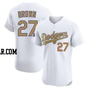 Kevin Brown Men's Los Angeles Dodgers Gold Elite White 2025 Collection Jersey