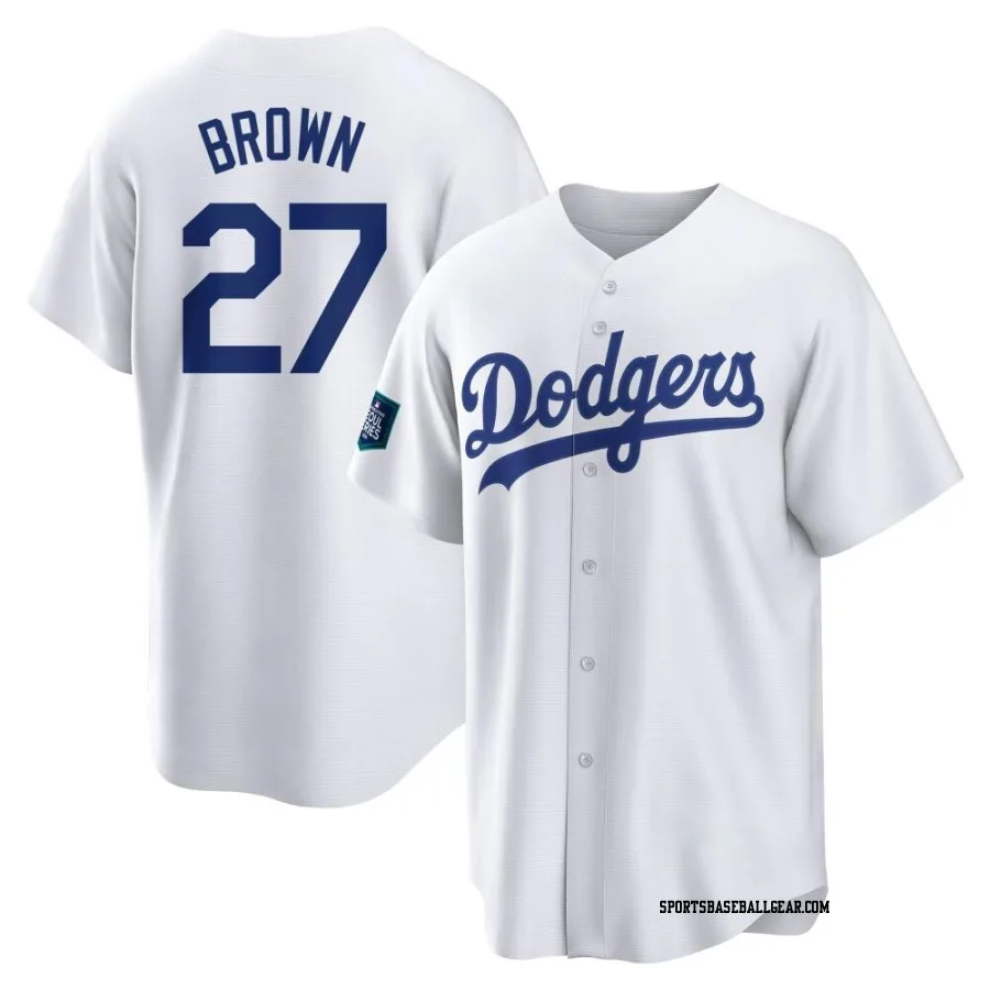 Kevin Brown Men's Los Angeles Dodgers White Replica 2024 World Tour Seoul Series Home Jersey