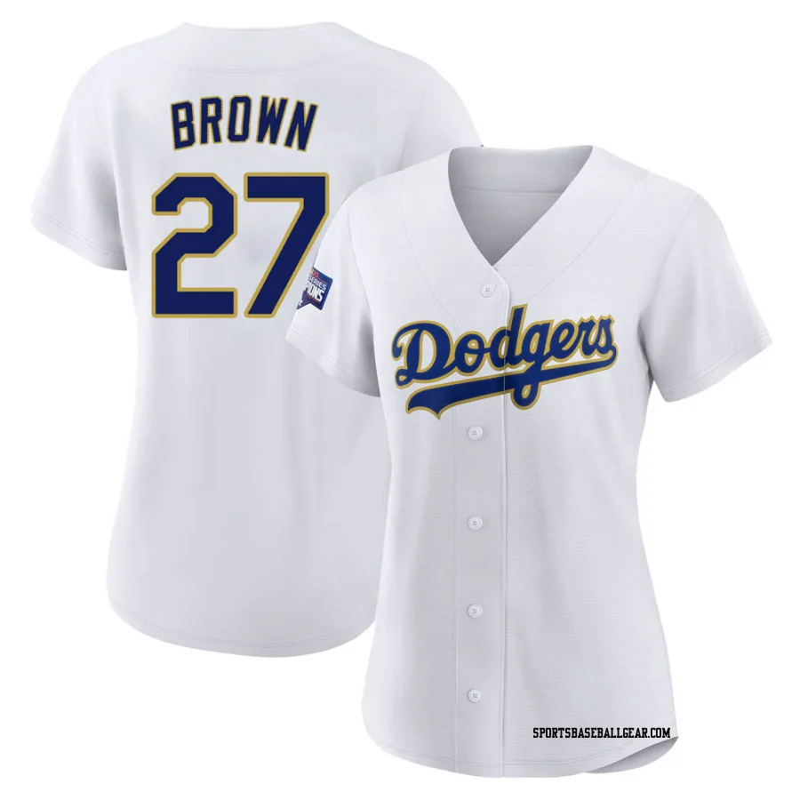 Kevin Brown Women's Los Angeles Dodgers White/Gold Authentic 2021 Gold Program Player Jersey