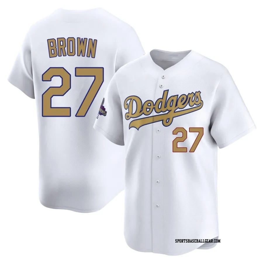 Kevin Brown Youth Los Angeles Dodgers Gold Limited White 2025 Collection Jersey