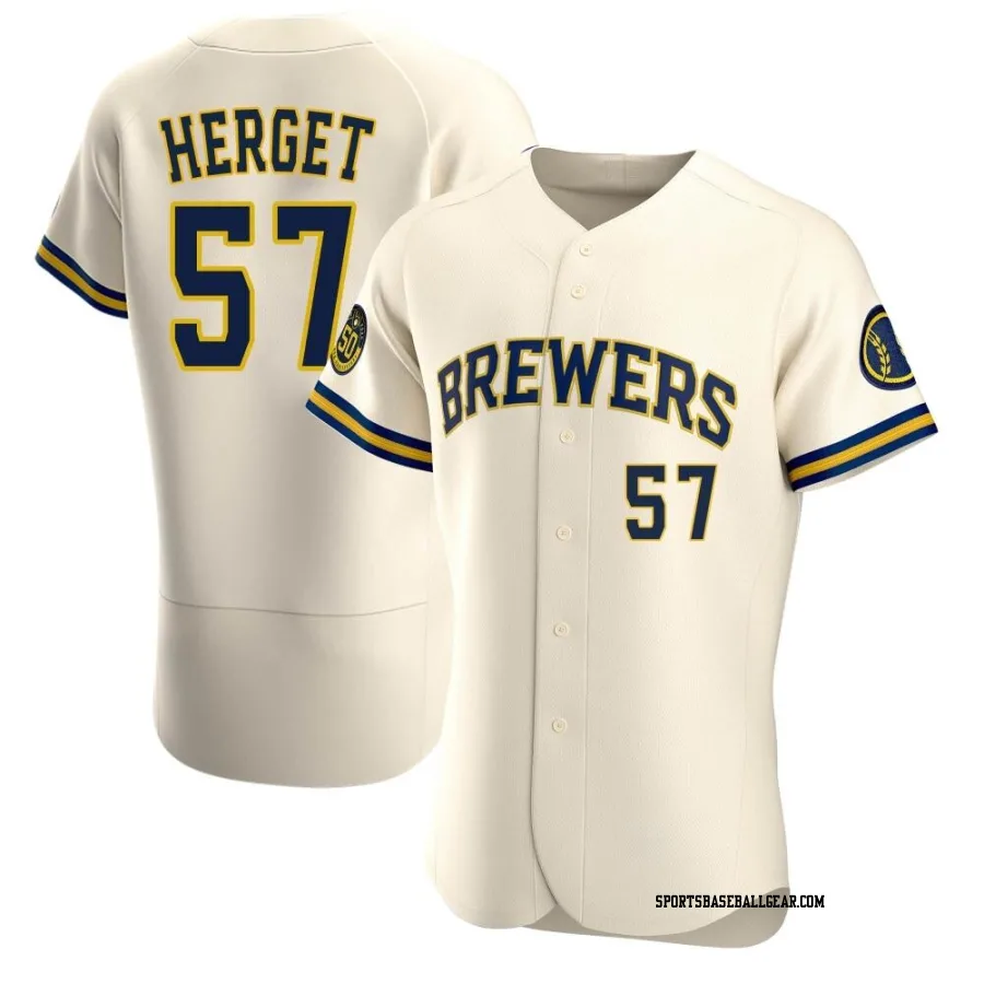 Kevin Herget Men's Milwaukee Brewers Cream Authentic Home Jersey
